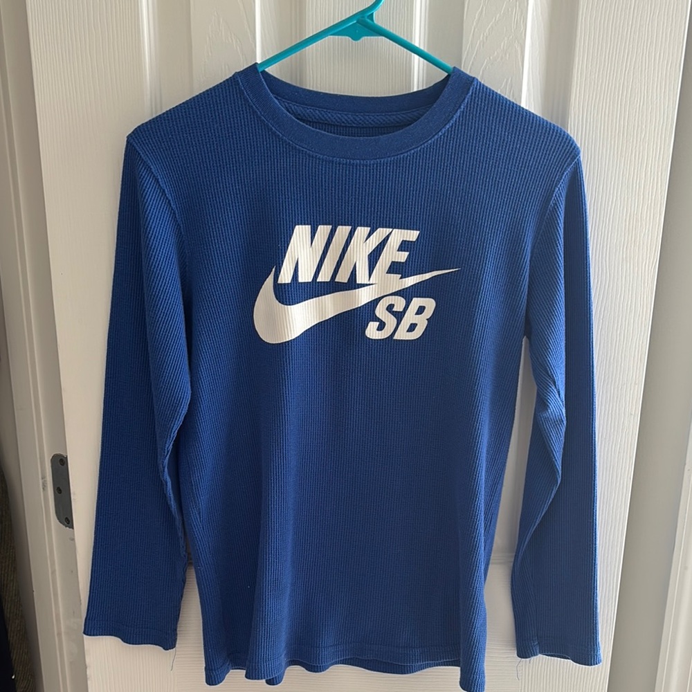 Nike Blue Long Sleeve Tee with White Logo